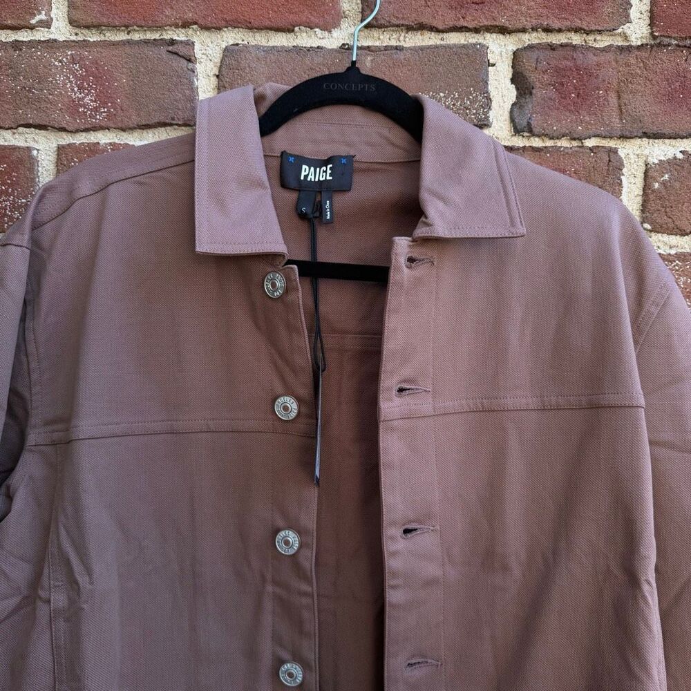 PAIGE $500 Elsmar Jacket Deep Mauve Cotton Blend Mens S NWT - Picture 9 of 12